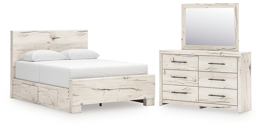 Lawroy Queen Panel Bed with Mirrored Dresser