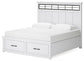 Ashbryn King Panel Storage Bed with Mirrored Dresser and Nightstand