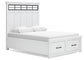 Ashbryn Queen Panel Storage Bed with Mirrored Dresser, Chest and Nightstand