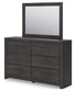 Hollivern Queen Panel Bed with Mirrored Dresser, Chest and Nightstand