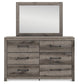 Graystorm Full Panel Bed with Storage, Dresser, Mirror and Nightstand