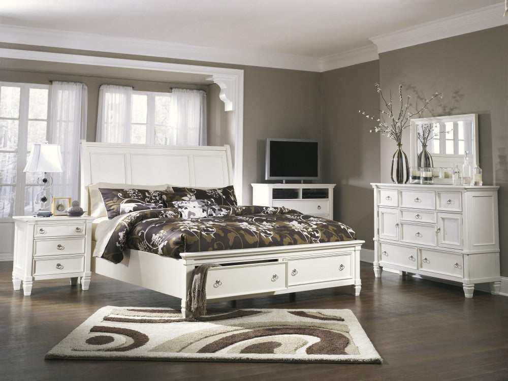 Prentice 5 Pc. Bedroom - Dresser, Mirror & Queen Sleigh Bed with Storage