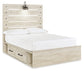 Cambeck Queen Panel Bed with 2 Storage Drawers with Mirrored Dresser