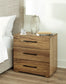 Dakmore Queen Upholstered Bed with Mirrored Dresser, Chest and 2 Nightstands