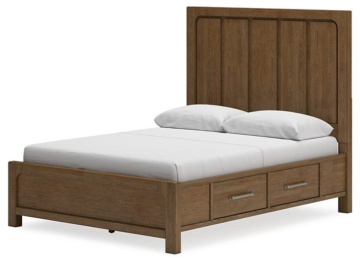 Cabalynn Queen Panel Bed with Storage with Mirrored Dresser and Nightstand